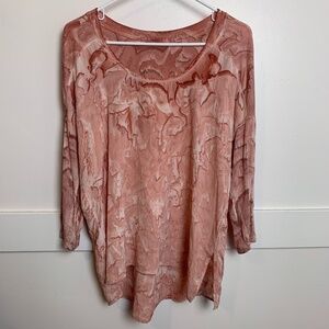 Red Haute Rust Abstract Quarter Sleeve Blouse